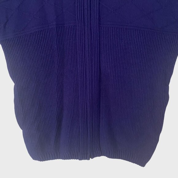 Vintage American Priority Full-Zip Ribbed-Knit Sweater Navy Blue Men's Medium - Picture 6 of 11